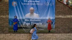 Mabango yanayoonesha makaribisho ya Papa Francisko huko Mongolia kuanzia 31 Agosti hadi Setemba 4.
