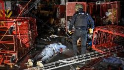 Zniszczenia w oddziale Nowej Poczty w Charkowie, 21 października 2023 r.