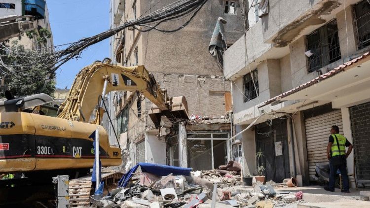 Edificios alcanzados en el sur de Beirut