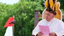 वानिमो में संत पापा विशवासियों को संदेश देते हुए