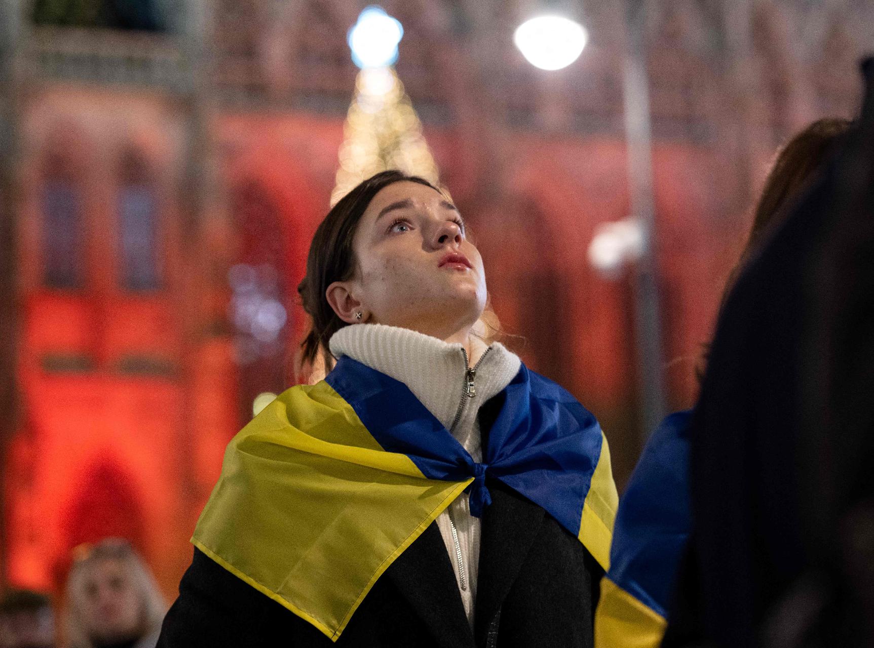 Bei einer Demonstration für die Ukraine in Wien