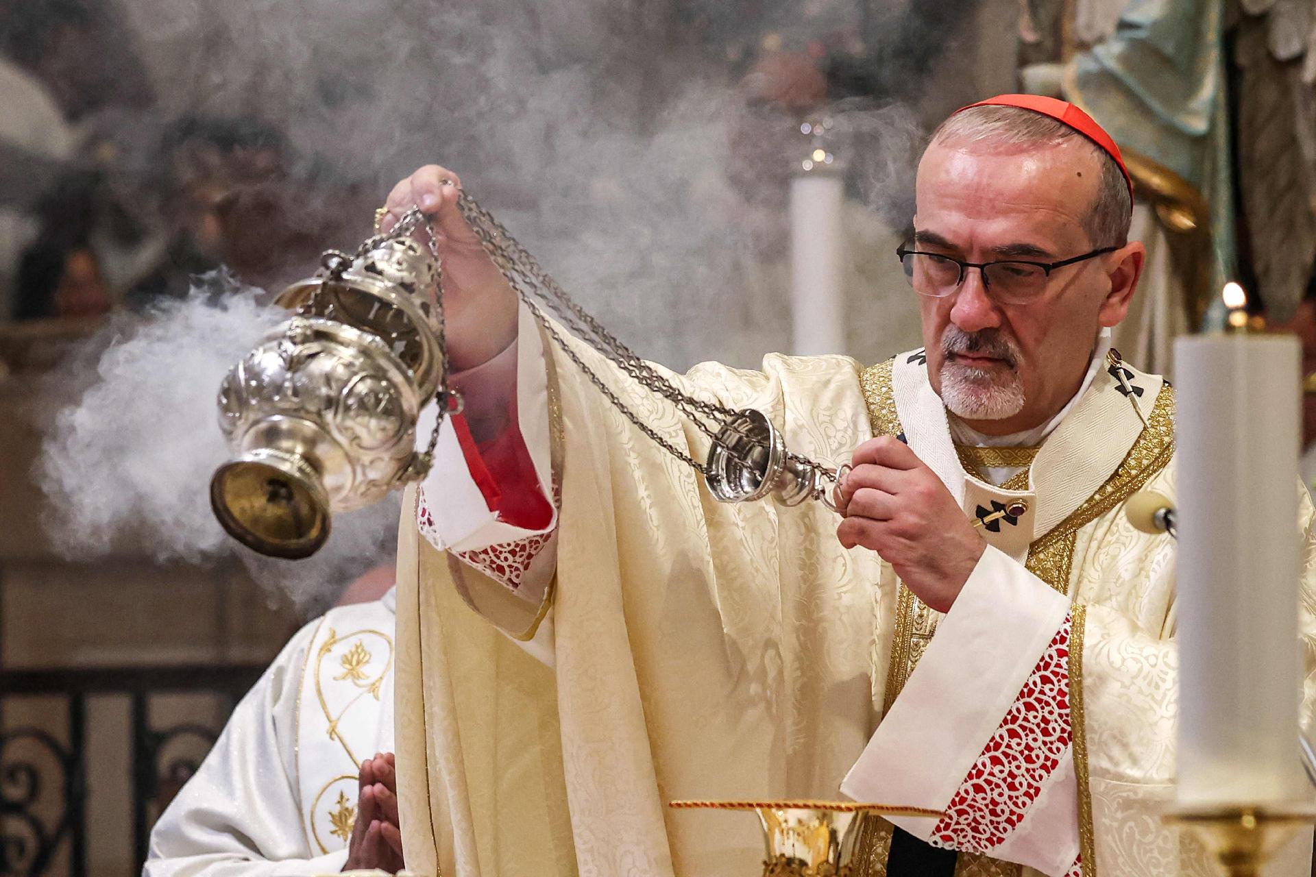 File photo of Patriarch Pizzaballa celebrating Mass at Christmas in Bethlehem