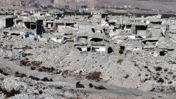 Zerstörtes Viertel von Damaskus in Syrien