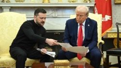 Un momento dell'incontro all Casa Bianca tra il presidente Usa Trump e il presidente ucraino Zelensky