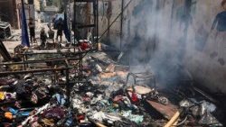 गाज़ा सिटी में 03 जुलाई के हमले के बाद का दृश्य 