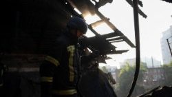 Aftermath of a Russian drone and missile attack in Kyiv