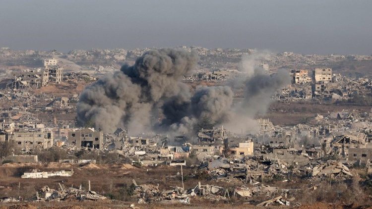 Smoke billows following an Israeli strike on the Gaza Strip