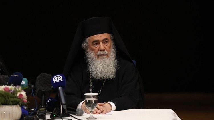 Il patriarca ortodosso Teofilo III in conferenza stampa