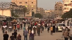 El punto de distribución de ayuda en Khan Yunis