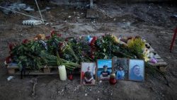 The site where 28 Kyiv residents were killed in a Russian airstrike