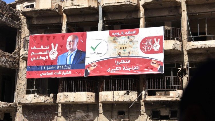 So sieht Wahlkampf in der Altstadt von Mossul (Irak) aus