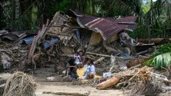 Flood-struck family in North Sumatra