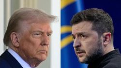 Combination of archive photos of US President Donald Trump and Ukrainian President Volodomyr Zelensky