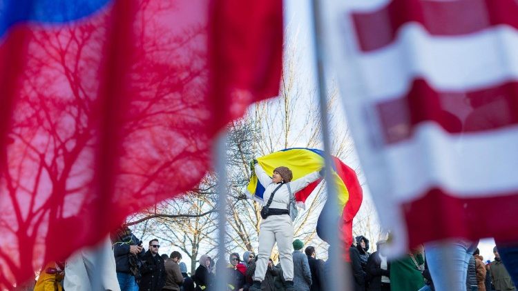 Unterstützung für die venezolanische Oppositionsführerin und Friedensnobelpreisträgerin María Corina Machado auf der East Front Plaza am Capitol Hill am 15. Januar 2026 in Washington, DC.