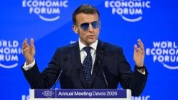 Il presidente francese Macron al Forum economico mondiale di Davos