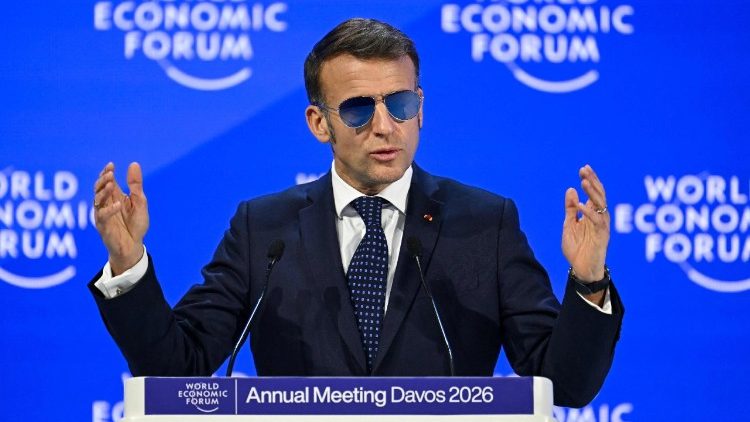 Il presidente francese Macron al Forum economico mondiale di Davos