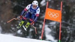 Горналыжнік Сэм Морс падчас трэніроўкі на Алімпіядзе-2026