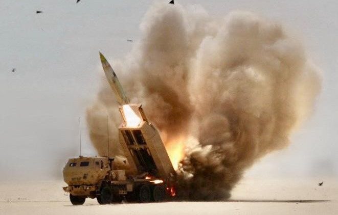 Roquette américaine tirée dans le cadre de la guerre contre l'Iran.