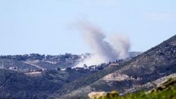 Une frappe israélienne sur le village de Marjeyoun, au Sud-Liban, le 7 avril. 