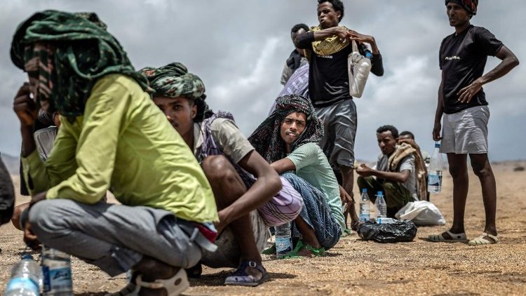 Migranti etiopi durante il loro viaggio lungo la cosiddetta “rotta orientale”, nei pressi di Obock, a Gibuti
