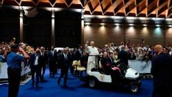 Le Pape Léon XIV lors du 47e «Meeting pour l’amitié entre les peuples», samedi 22 août 2026.