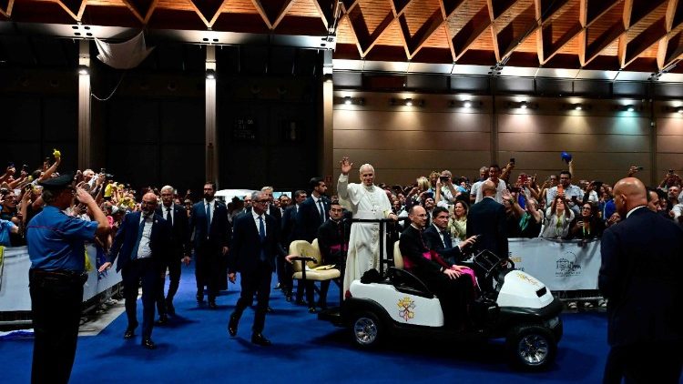 Le Pape Léon XIV lors du 47e «Meeting pour l’amitié entre les peuples», samedi 22 août 2026.
