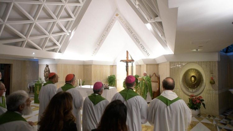 Pope Francis celebrates Mass at the Casa Santa Marta