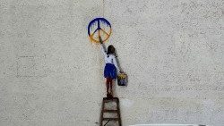 Friedens-Graffito in der Ukraine