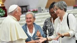 Pope Francis with participants in the first synod session
