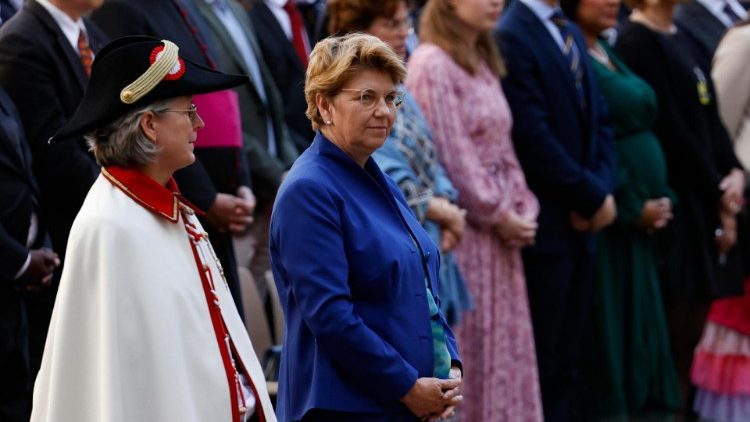 Die Schweizer Bundespräsidentin Viola Amherd bei der Vereidigung 2024