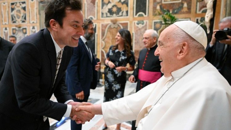 Pope Francis meeting comedians