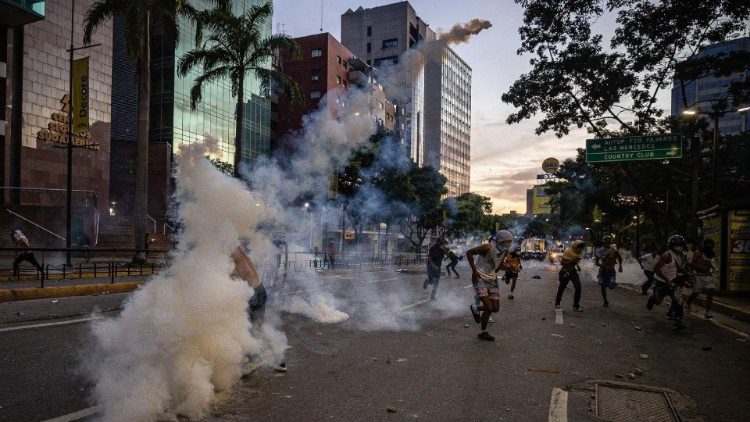 Manifestation à Caracas après l'élection présidentielle.
