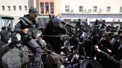 Kundgebung in Jerusalem gegen die Rekrutierung von ultraorthodoxen Juden in die israelische Armee