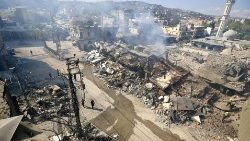 An Israeli military strike hits a commercial market in Nabatieh, Lebanon