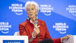 La presidente della Bce Christine Lagarde durante l'ultima giornata del World Economic Forum di Davos
