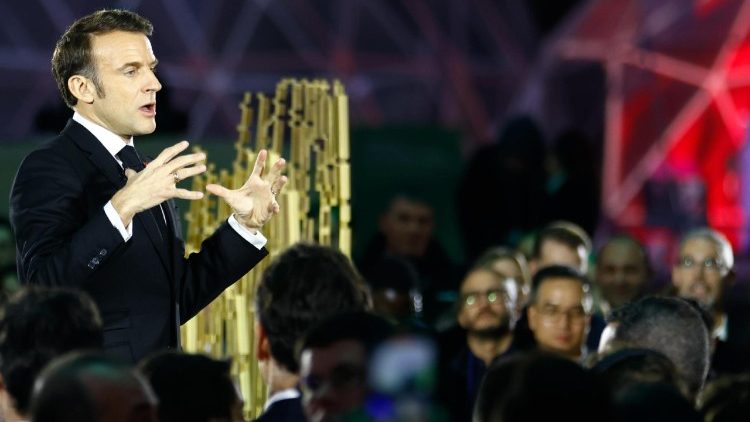 French President Emmanuel Macron at Artificial Intelligence (AI) Action Summit in Paris