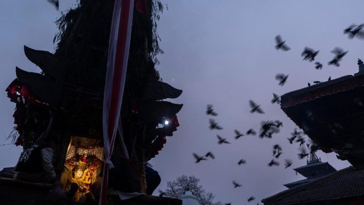 Ein religiöses Fest in Nepals Hauptstadt Kathmandu	