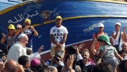 Franziskus auf Lampedusa im Juli 2013