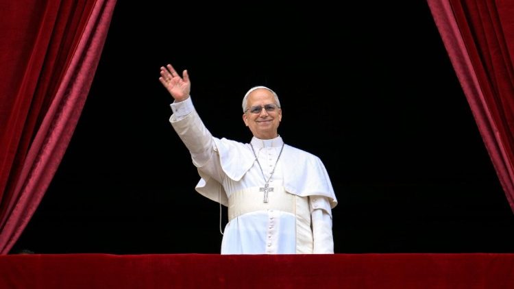 Pope Leo XIV leads Regina Caeli prayer from the Central Loggia of St. Peter's Basilica 