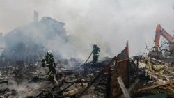 Edificios destruidos tras el ataque a Kiev