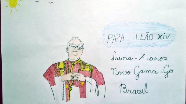 Kinder haben Bilder für Papst Leo gemalt 