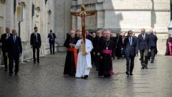 കുരിശുമായി ലിയോ പതിനാലാമൻ പാപ്പാ തീർത്ഥാടനമായി നീങ്ങുന്നു 
