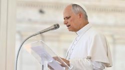 ലിയോ പതിനാലാമൻ പാപ്പാ വിശ്വാസികളെ അഭിവാദ്യം ചെയ്യുന്നു 