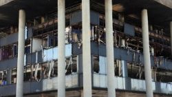 Пашкоджаны будынак Іранскага дзяржаўнага тэлебачання (IRIB) пасля авіяўдару Ізраіля ў Тэгеране