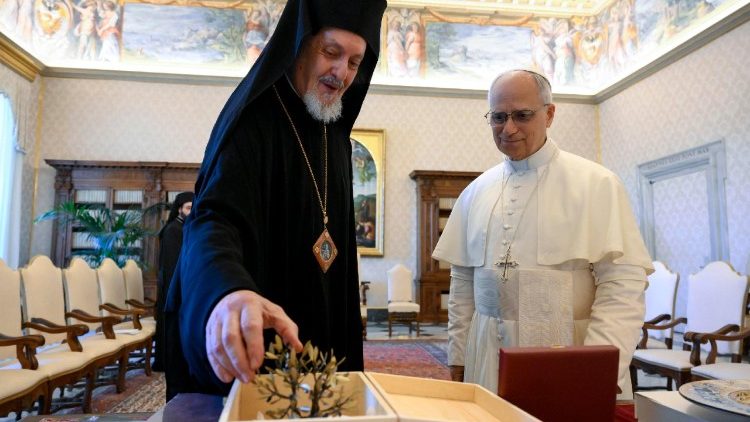 момент от срещата на папата с Вселенската патриарашия