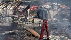 A explosão de um posto de gasolina no bairro Prenestino, leste de Roma