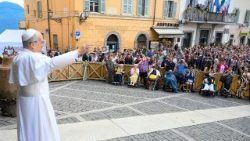 Pope Leo XIV leads Angelus prayer in Castel Gandolfo near Rome