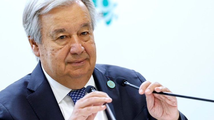 United Nations Secretary-General Antonio Guterres attends press conference at the Tokyo International Conference on African Development (TICAD IX) 