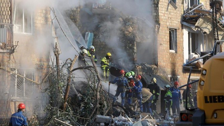 Aftermath of Russian airstrikes on civilian targets in Kyiv