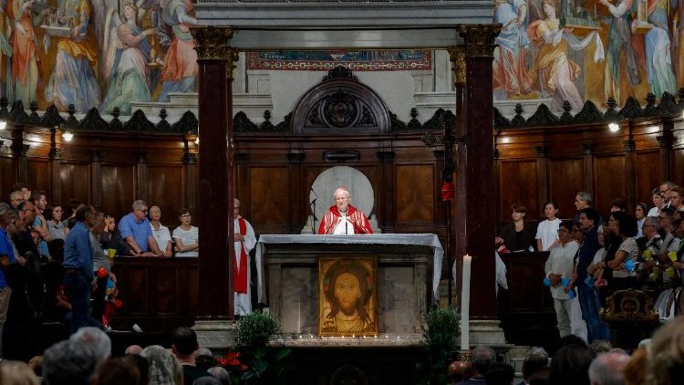 Katika Kanisa la Bikira Maria huko Trastevere mkesha kwa ajili ya amani, Gaza.
